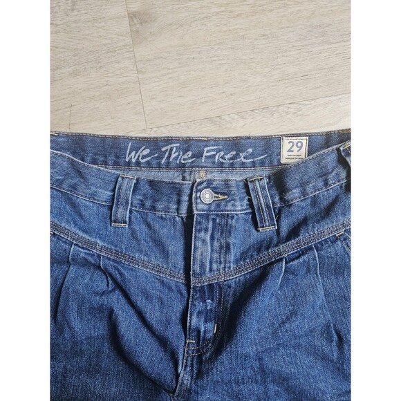 We The Free 29 Denim Mini Skirt Saratoga Blue Frayed Hem With Pockets - Picture 2 of 5